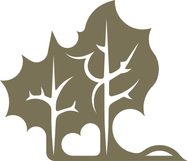 Minimalist tree illustration with rounded canopy and branching leaves.